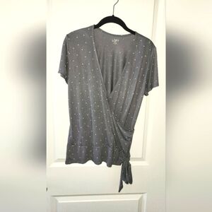 Gray Polka Dot Wrap Dress